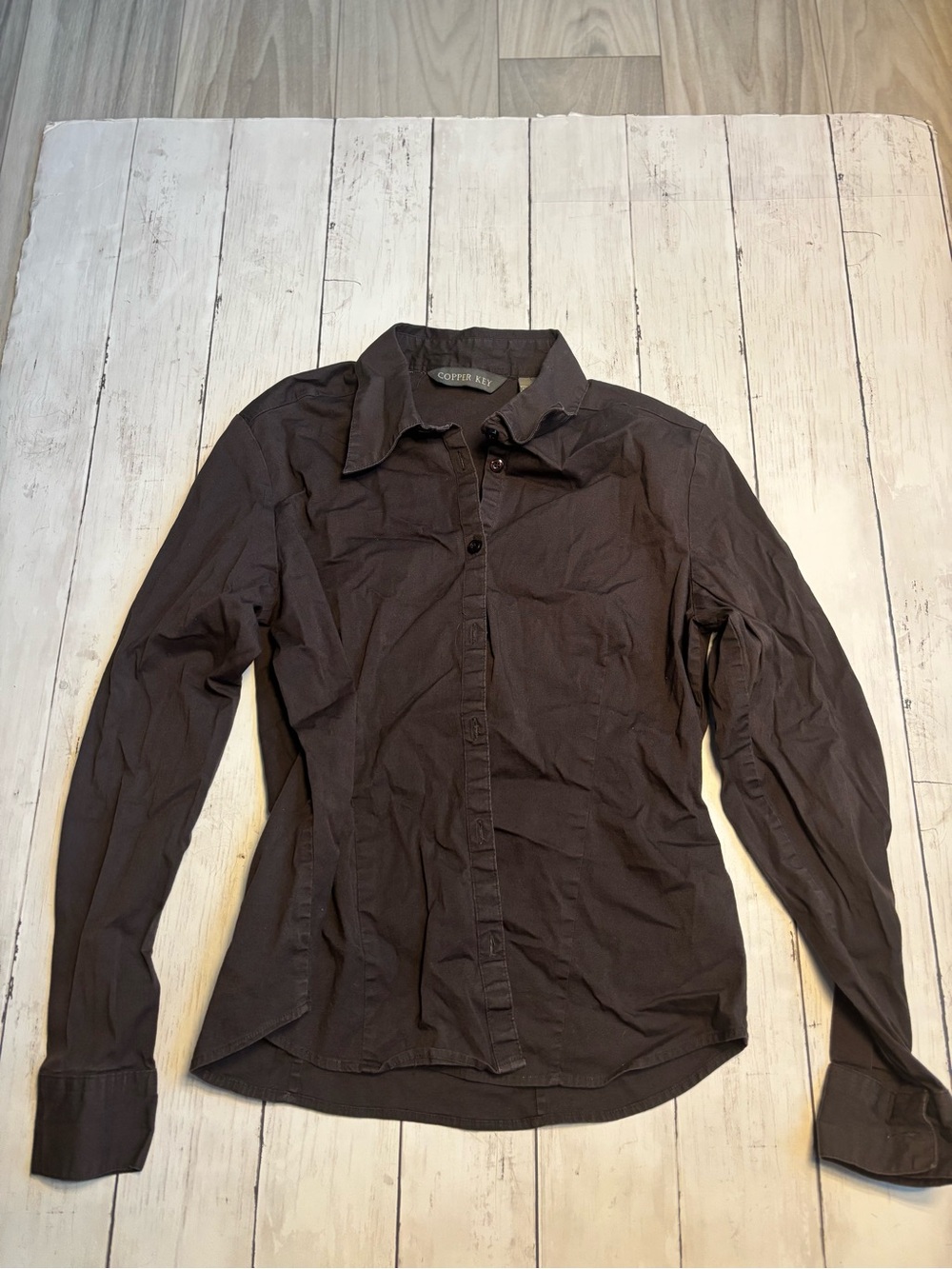 Copper Key Women's Button-Down Shirt in Dark Brown